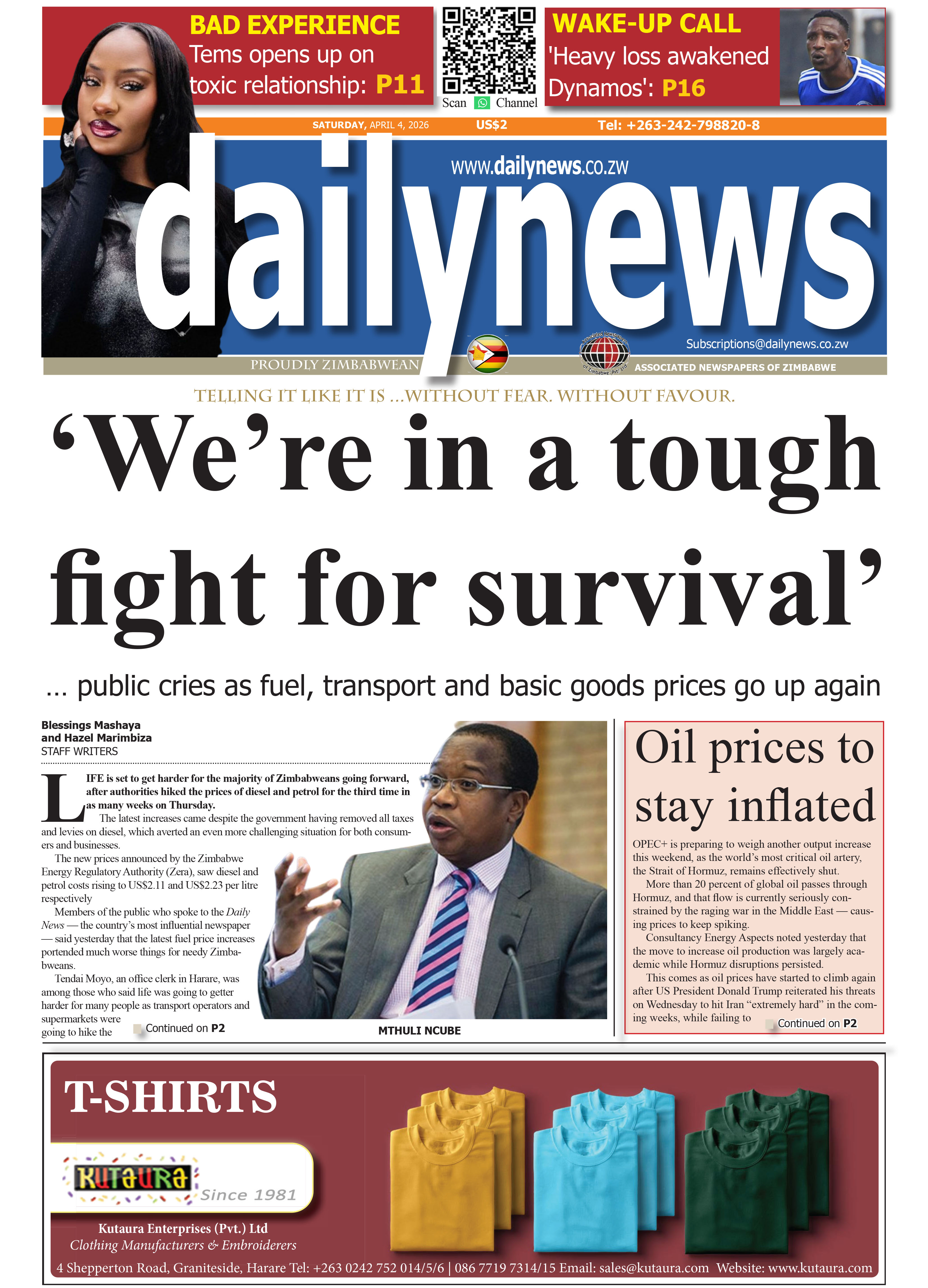 Saturday 4 April  2026